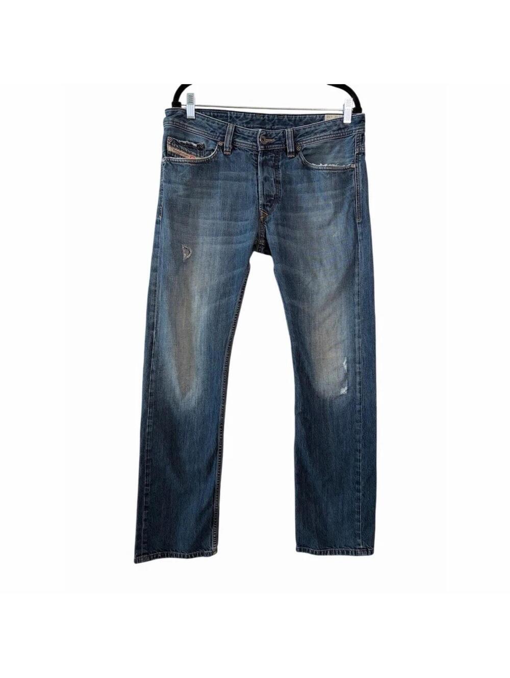 Diesel Viker Jeans Mens 32x32 Blue Straight Distressed Button Fly  777steeez